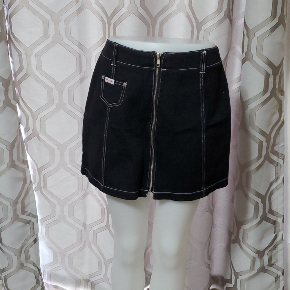 Black denim mini Jean skirt
